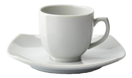 Taza Pocillo Cafe Y Plato Cuadrado Porcelana Tsuji L 2400