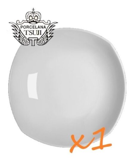 Plato Hondo Cuadrado Blanco Porcelana Tsuji Linea 2400