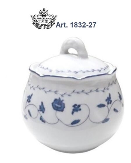 Azucarera Mesa Blanca Floreada con tapa Linea  1832