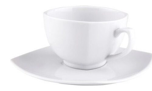 Juego Taza Te Y Plato Porcelana Tsuji Cuadrada Linea 2400