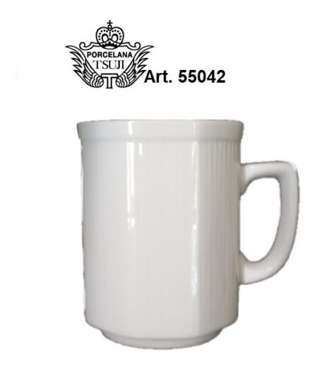 Taza Cafe Americano Porcelana Tsuji 550 Hexagonal Rayada