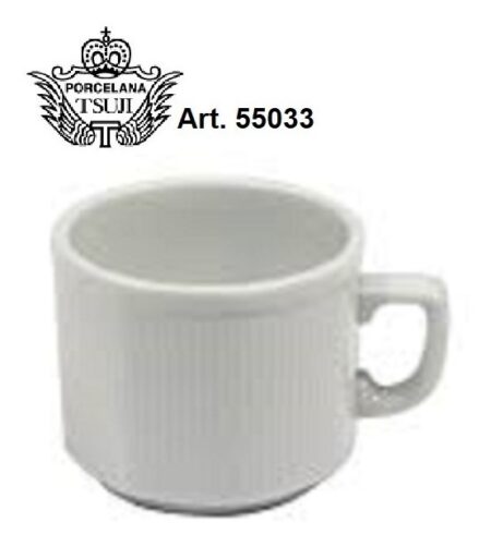 Taza Pocillo De Cafe Porcelana Tsuji 550 Hexagonal Rayada