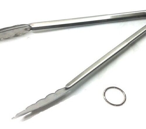 Pinza Gastronomica Acero Inox Reforzada Parrilla Mediana