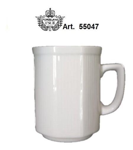 Taza Jarrito Cappuccino Porcelana Tsuji 550 Rayado Hexagonal