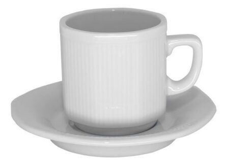Juego Taza Cafe C/leche Y Plato Porcelana Tsuji 550 Rayada