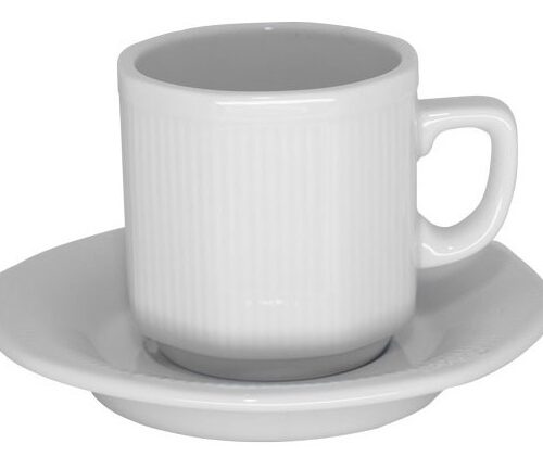 Juego Taza Cafe C/leche Y Plato Porcelana Tsuji 550 Rayada