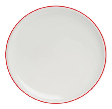 Plato Playo Porcelana Tsuji 27 Cms Borde Color Rojo