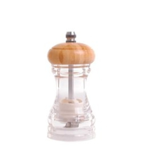 Molinillo pimienta acrílico 17.5 cm con tapa de madera - Imagen 1