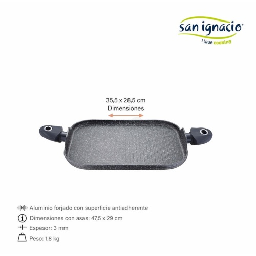 Plancha bifera San Ignacio Stone Induccion Aluminio forjado 35.5x28.3 cm - Imagen 4